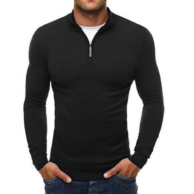 

Fashion Zipper Turtleneck Sweater Men Solid Sweatshirts Knitted Pullovers Sweaters