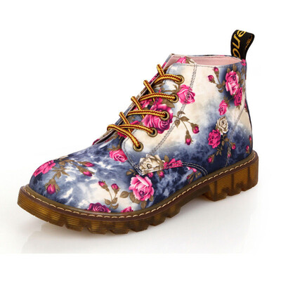 

Printing canvas shoes woman Autumn ankle boots for women flat heel