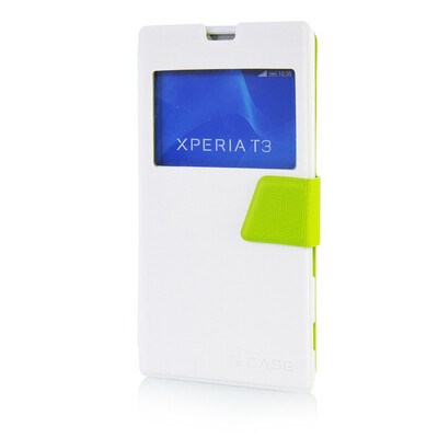 

MOONCASE Ultra Slim Leather Side Flip Pouch Stand Thin Shell Back Case Cover for Sony Xperia T3 D51 White