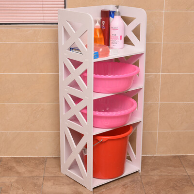 

Bingyou European shelf 4 layer bathroom shelf floor toilet washbasin frame free punching floor bathroom wash waterproof storage rack 1034031cm