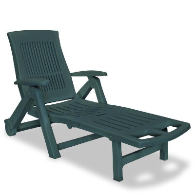 

Sunlounger with Footrest Plastic Green