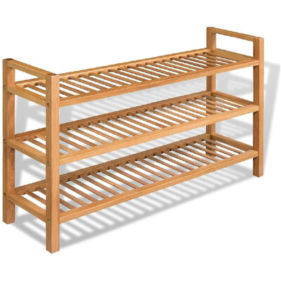 

Shoe Rack with 3 Shelves Solid Oak 100x27x595 cm