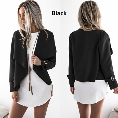 

2018 Fashion Womens Lapel Small Jacket Woolen Irregular Top Cardigan