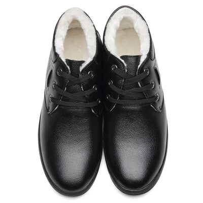 

2018 autumn cotton shoes casual winter leather plus velvet thickening shoes non-slip waterproof warm middle-aged old shoes leather