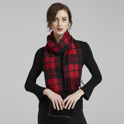 

WILLIAM&KATE William Kate British Plaid Wool Scarf Red Black WJ36682