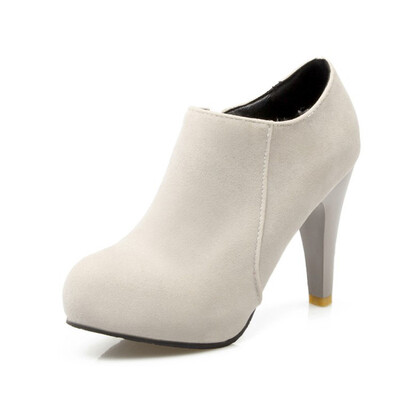 

IDIFU Womens Dressy Faux Suede Round Toe Hidden Platform Side Zipper High Heel OL Ankle Booties