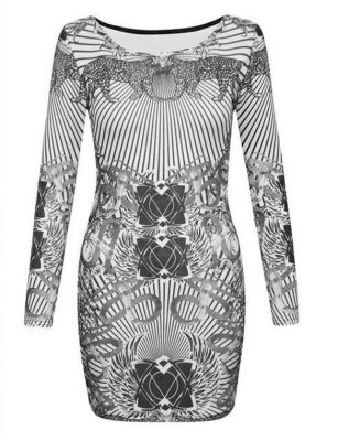 

Hot Fashion Womens Long Sleeve Leopard Stamp Sexy Bodycon Sheath Dress