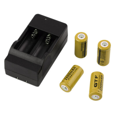 

4pcs 16340 3.7V 2500mAh Rechargeable Li-ion Battery + Charger For Flashlight