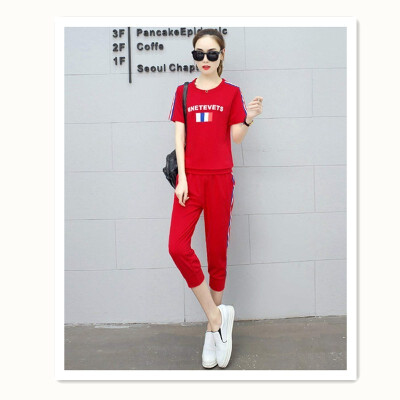 

Summer sports suit female summer short-sleeved sportswear ladies casual suit female couple sportswear