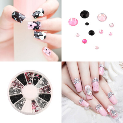 

Acrylic Nail Art Decoration 4 Sizes Black White Pink Glitter Rhinestones