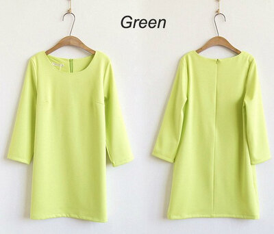 

Women Solid Sleeve Chiffon Thick Dress Round Neck /L Pullover Dress Slim Mini Straight Dress