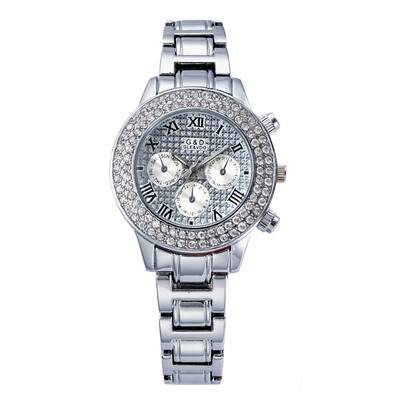 

Роскошные женщины Wrsiwatch нержавеющей стали Ручной часы с алмазной Silver & Gold Watch для платья партии GD201514