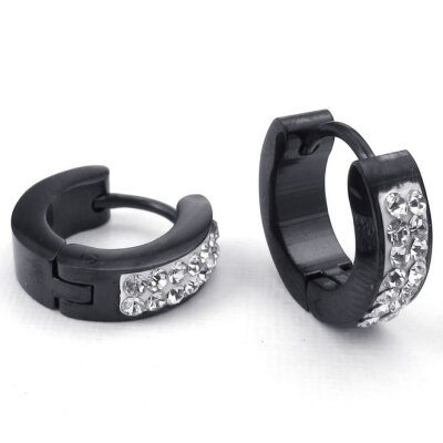 

Hpolw Mens Cubic Zirconia Stainless Steel Stud Huggie Hoop Earrings Set, Black