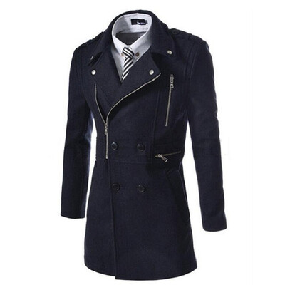 

Zogaa New Men's Wind Coat Zipper Long Slim