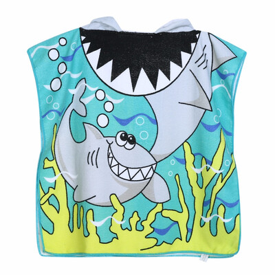

Polyester Mermaid Shark Pattern Beach Towel Baby Children Hooded Bath Towel Baby Boys Girls Cartoon Bath Soft Towel for Baby