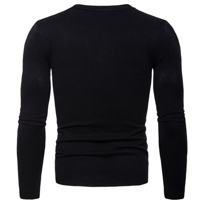

AOWOFS European code mens round neck sweater Amazon foreign trade solid color long-sleeved mens knit bottoming shirt YM005