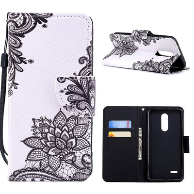 

MOONCASE Huawei P20 painted leather case with small hand rope - black flower