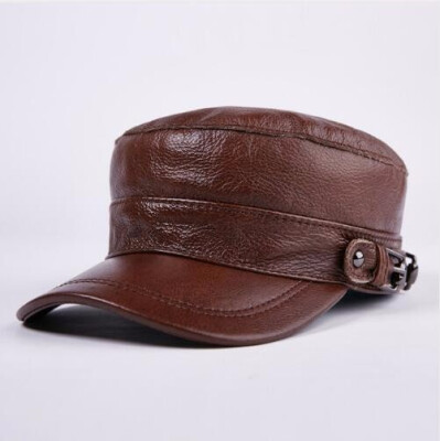 

100 Genuine Leather Baseball Cap New Mens Real Leather Cap Male Adult Solid Adjustable Army Hat Winter Warm Peaked Cap B-7204