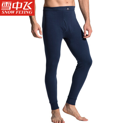 

Snow flying autumn pants mens warm pants cotton single piece long pants comfortable close-fitting autumn&winter cotton base base cotton pants dark blue 185