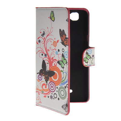 

MOONCASE Butterfly style Leather Side Flip Wallet Card Slot Stand Pouch чехол для Wiko Rainbow / 4G