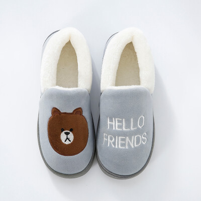 

Men Winter Warm Home Slippers Cartoon Lucky cat Non-slip Home Shoes Men Indoor Floor Bedroom Lovers Couple Plush House Shoes