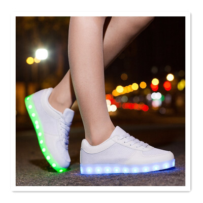 

New led light shoes mesh face fashion ghost dance shoes fluorescent shoes female USB charging shoes couple Korean version of LED l