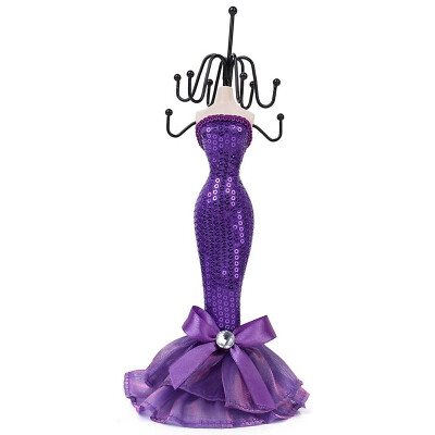 

UpperX Sequin dress mannequin earring necklace display holder stand M size purple
