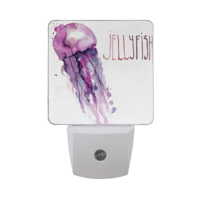 

ALAZA LED Night Light With Smart Dusk To Dawn SensorJellyfish Watercolor Medusas Plug In Night Light