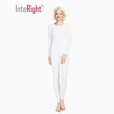 

INTERIGHT Qiuyi Qiuku 50S long-staple cotton spandex super soft warm female round neck suit ingenuity to create Jingshu cotton craft white M