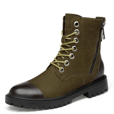 

Mens Boots Fashion Casual Winter Boots Genuine Leather Martin Boots High Cut Shoes For Men Black Khaki Size 37-46