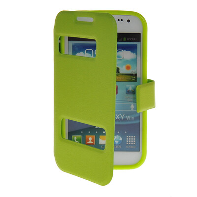 

MOONCASE View Window Leather Side Flip Pouch Stand Shell Back ЧЕХОЛ ДЛЯ Samsung Galaxy Win I8552 Green