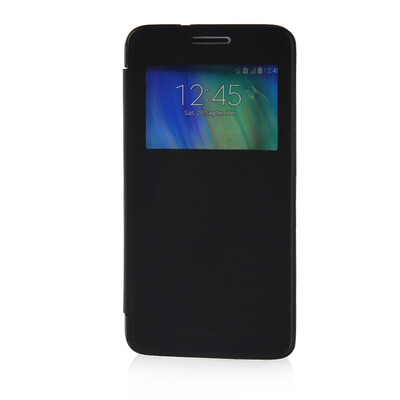 

MOONCASE View Window Leather Side Flip Wallet Pouch Slim Shell Back Case Cover For Samsung Galaxy A3 Black