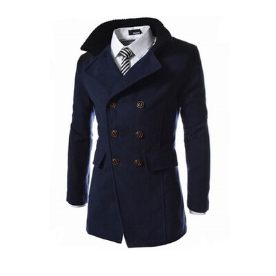 

Zogaa New Men's Wool Coat Double Wool Warm Stand Callar Double-breasted