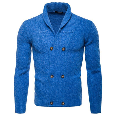 

AOWOFS2018 Mens Solid Color Thicken Knit Cardigan Sweater Jacket YM012