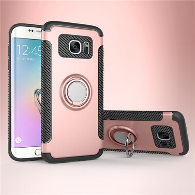 

Fecoprior Back Cover For Samsung Galaxy S7 Edge Case Car Holder Stand Hard PC Silicon Ring Suction Bracket Celulars