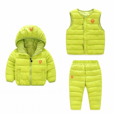 

Winter Kids Clothing Sets Warm Duck Down Jackets Clothing Sets Baby Girls & Baby Boys Down suit 3pcs Coats Vest Pants Overcoat