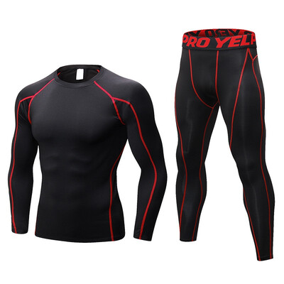 

New Compression Tracksuit Fitness Tight Sportswears Running Set T-shirt Leggings Men Gym Sport Suit