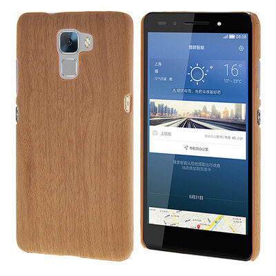 

MOONCASE Wooden style Hard Rubber Shell Back Case Cover for Huawei Honor 7 Beige