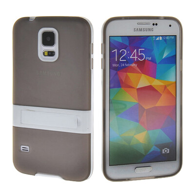

MOONCASE Soft Flexible Silicone Gel TPU Skin with Kickstand Shell Back Case Cover for Samsung Galaxy S5 i9600 Grey