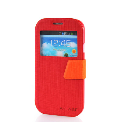 

MOONCASE View Window Leather Side Flip Pouch Ultra Slim Shell Back ЧЕХОЛ ДЛЯ Samsung Galaxy Grand Duos i9080 i9082 Red