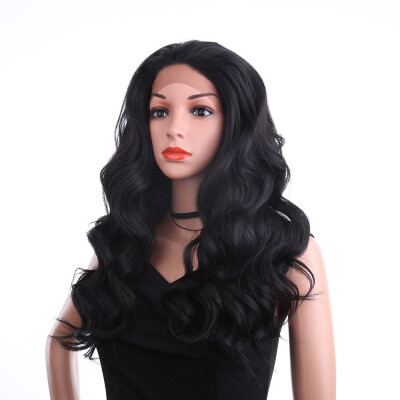 

YYONG Women 18 Inch Halloween Synthetic Hair Long Wavy Cosplay Wigs Body Wave Lace Front Wig 1B