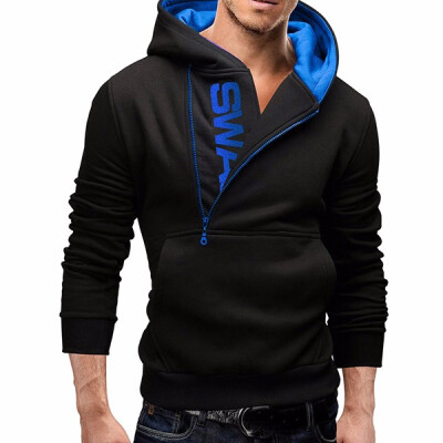 

Hooded Cotton Blends Patchwork Long Sleeve Plus Size Mens Slim Hoodies