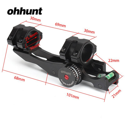 

ohhunt 254mm 30mm Offset Bi-direction Picatinny Weaver Scope Rings Mount Bubb Level Compass&w Angle Cosine Indicator Kit