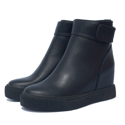 

Black platform ankle boots women increasing fashion shoes woman