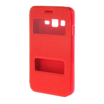 

MOONCASE Side Flip Hard board Slim Leather Bracket Window Case Cover for Samsung Galaxy Z1 Z130H Red