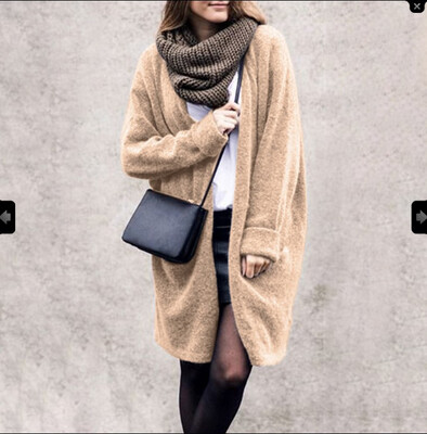 

European&American Long Sleeved Pure Color Knitted Ladys Cardigan Jacket