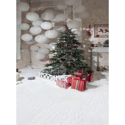 

Xmas Tree Snow Photo Backdrop 57FT Vinyl Fabric Cloth Digital Printing Birthday Background st-540