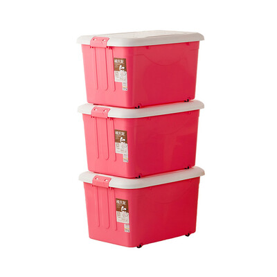 

Citylong 31L medium red storage box with pulley green plastic storage box household storage box 3 Pack 6138