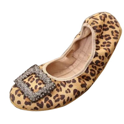 

Women Ballet Shoes Flats Foldable Sexy Comfort Soft Slip On Square Buckle moccasin