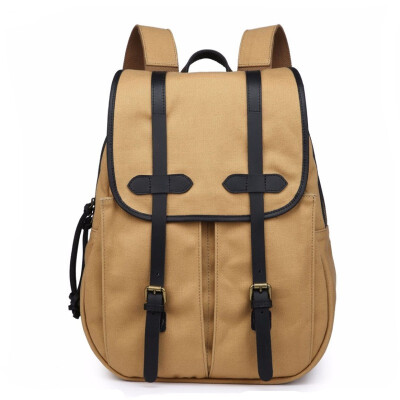 

Fashion trend backpack canvas with leather men&women student bag